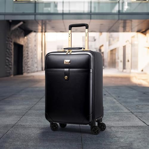 THE CLOWNFISH Luxury 22 Inch Unisex Synthetic Softsided Spinner Travel Suitcase Business Luggage Briefcase and Laptop Roller Case - 801(Black) - Image 4