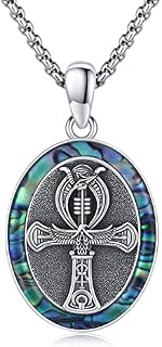 Coachuhhar Ankh Necklace 925 Sterling Silver Eye of Horus Pendant Necklace Egypt Amulet Ancient Egyptian Protection Jewellery Gifts for Men Women Birthday Valentine's Day
