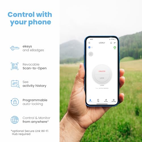 Lockly Secure Plus, Bluetooth Smart Door Lock, Keyless Entry Door Lock with Handle, PIN Genie® Keypad, 3D Biometric Fingerprint Sensor thumbnail 7