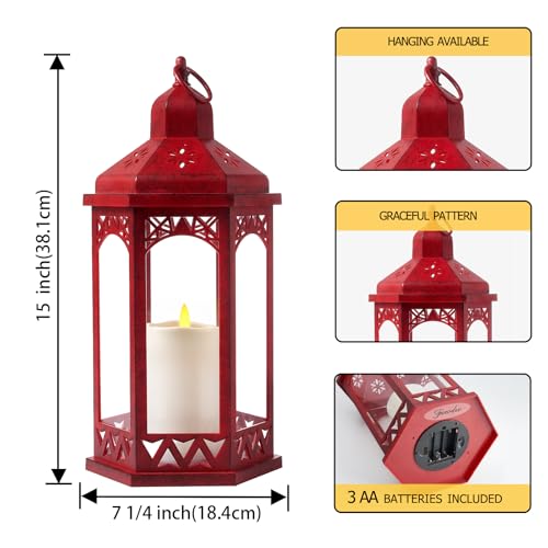 Luz de mesa que funciona con pilas estilo farol vintage de 15 pulgadas 4