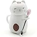 Asmwo Cute 3D Cat Mug Funny Ceramic Coffee Tea Mug with Stirring Spoon and Lid Novelty Birthday Christmas Thanks Giving Gift for Cat Lovers,White 14 oz-B