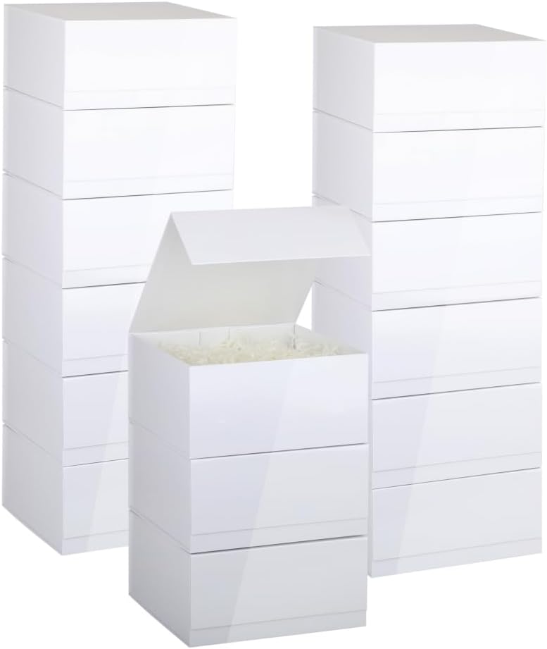 White Magnetic Gift Box Large 15 Pack Magnetic Boxes for Gifts, 10X10X5 In