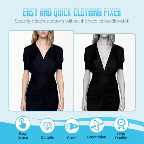 Image of Stitch Gun for Clothes - Stitchy Tagging Gun for Clothing, Handheld Stitch Gun Quick Clothing Fixer, Sewing Kit Includes 6 Needle,3000 Fasteners(1500 Black & 1500 White)