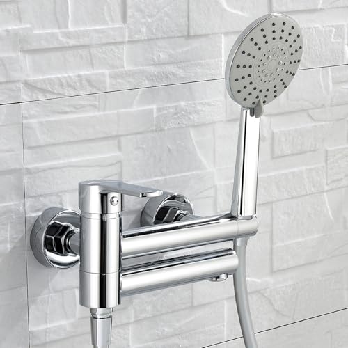 Mitigeur de baignoire en laiton brossé doré avec bec pivotant à 90° et ensemble de douche