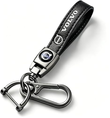 Image of Leather car Keychain Set for Men and Women Family Present Keychain Key Ring Lanyard (Black)