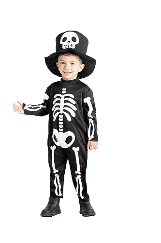 Ciao- Skeleton Esqueleto disfraz mono unisex baby (Talla 2-3 años) con sombrero