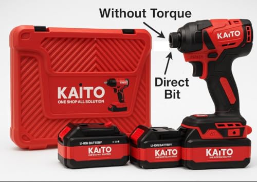 Image of KAITO 48V Cordless Drill Driver Set | Without Torque, Easy-Attachable Bit System | 2 Big Li-Ion Batteries | Powerful Handheld Electric Screwdriver Tool for Home & Professional Use