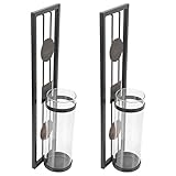 Bougeoirs muraux rustique --- l'ensemble d'appliques murales présente un design simple mais rustique avec des lignes douces, des carrés en métal et un abat-jour en verre cylindrique, différents styles de décoration. placez appliques bougies murales de part et d'autre de grands tableaux, photos encadrées, sculptures montées pour créer rapidement une ambiance lumineuse et chaleureuse pour votre espace.