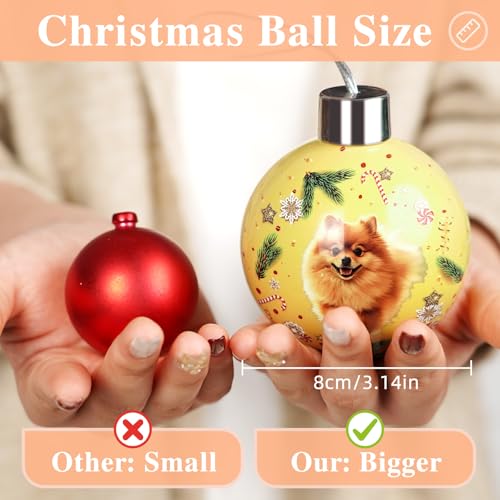Image of Bemaystar Personalized Photo Ball Christmas Ornaments - Custom Dog Ornaments for Christmas Tree, Photo Ornament Customized Xmas Tree Hanging Decorations