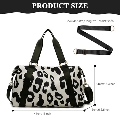Image of PALAY Travel Bag Oxford Weekender Bags Large Capacity Waterproof Yoga Sports Bag Adjustable Cow Print Portable for Weekend Vacation