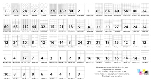 4000 Étiquettes autocollantes multi-usage 52,5 x 29,7 mm haute adhérence pour impression A4 - 6