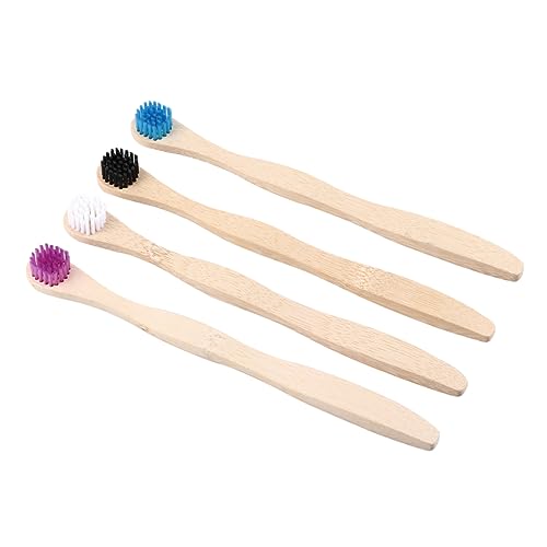 Gatuida 4pcs Set Boys and Girls Scraper Bamboo Brush for Deep Crevices Cleaning