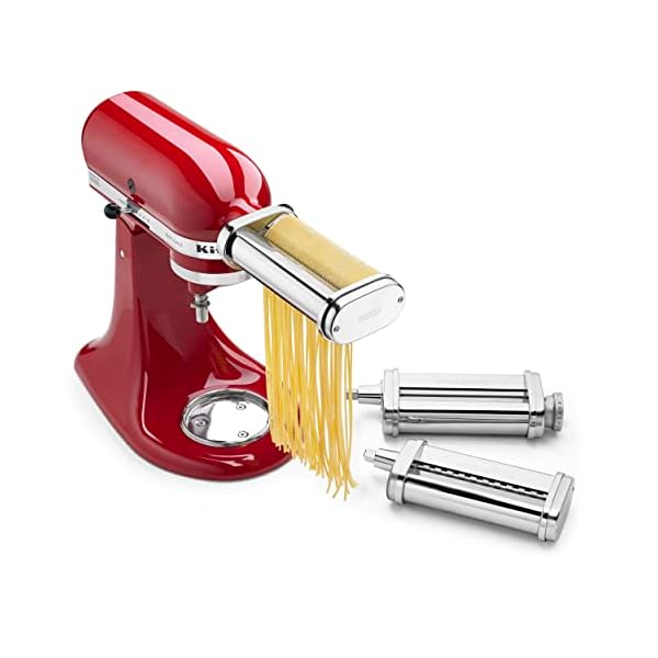 KitchenAid KSMPRA Stand Mixer Attachment Pasta Roller & Cutter, 3-Piece Set, Stainless Steel