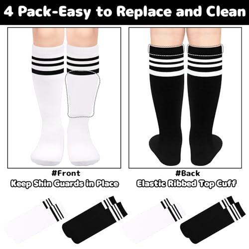 Image of Olreco 4 Pack Kids Soccer Socks Toddler Baseball Socks Youth Boys Football Sock Boys Girls Softball Sock Athletic Accessories