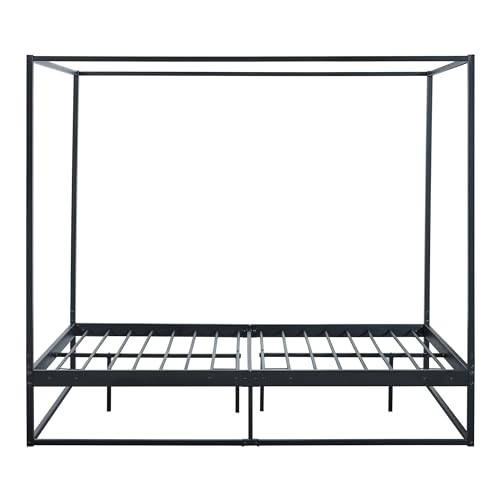 Letto A Baldacchino Kristianstad Con Materasso 120 X 200 Cm Metallo Nero [En.Casa] - 4