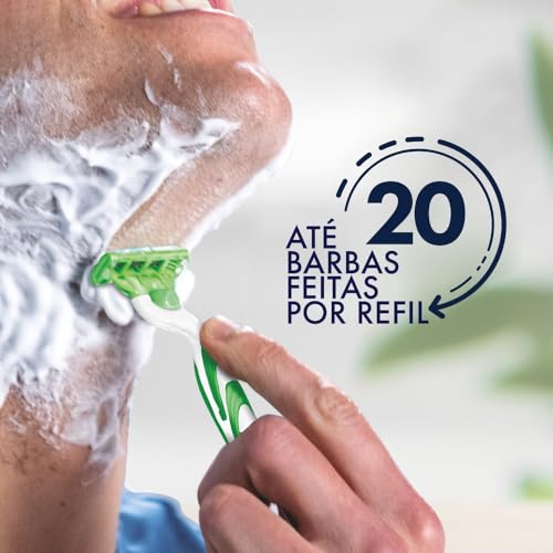 Aparelho Recarregável para Barbear + Cargas Mach3 Sensitive Gillette Kit 10 Unidades