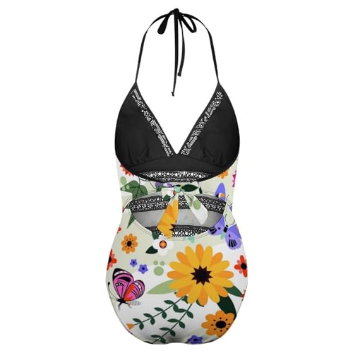 Bikini set fleurs de papillon maillot de bain galbant à séchage rapide - 5