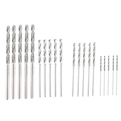 Asyduey Juego de Brocas de Diamante, 20 Piezas, 4 TamañOs, 1 Mm, 1,5 Mm, 2 Mm, 2,5 Mm, JoyeríA con Punta Giratoria, Playa, Mar, Conchas de Vidrio, Piedras Preciosas, Lapidario