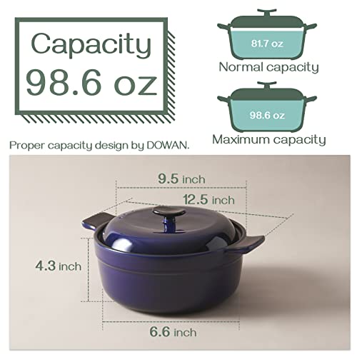 Dowan Casserole Dish With Lid, 3 Quart Large Deep Round Casserole Dish For Baking, 98.6Oz Ceramic Lasagna Pans Casserole With Handles, Oven Safe Covered Cookware For Kitchen And Dinner, Christmas, Dark Blue #TOP2