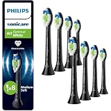 Philips Sonicare W2 Optimal White, Genuine Replacement Toothbrush Heads, Black, 8 Pack, HX6068/88