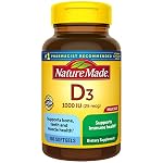 Nature Made Vitamin D3 1000 IU (25 mcg), Vitamin D Supplement for Bone, Teeth, Muscle and Immune Health Support, 180 Softgels, 180 Day Supply