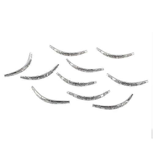 TOOGOO(R) 10 Tibet Silver Floral Curved Spacer Tube Beads 1.8x2