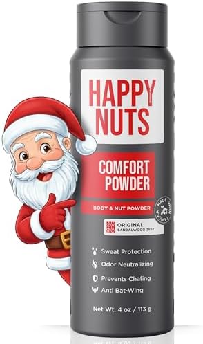 HAPPY NUTS Comfort Powder - Anti Chafing & Deodorant, Aluminum-Free, Sweat and Odor Control for Jock Itch, Groin and Travel Essential for Men's Private Parts 4 oz (Original)
