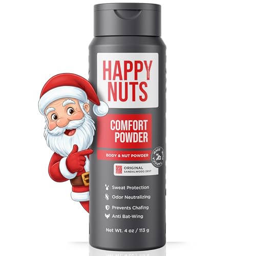 HAPPY NUTS Comfort Powder Deodorant For Men: Anti-Chafing Sweat Defense, Odor Control,