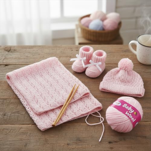 Image of M.G ENTERPRISE 100% Acrylic Wool Pink 10 Pc Baby Wool 4 ply -VB Art-HA