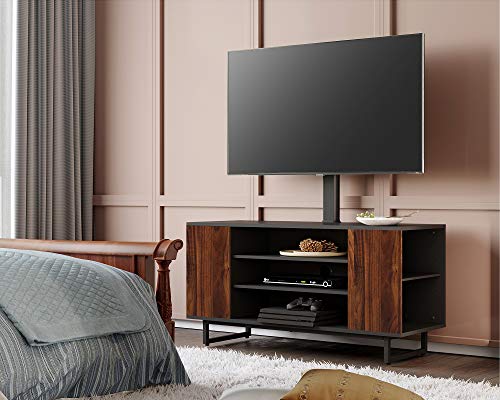 Fitueyes Tv Stand With Mount For 32-70 Inch Tvs, Entertainment Center With Wood Console Holds 110 Pounds, Swivel Floor Tv Stand Mount For Living Room, Bedroom (Led Light, Walnut Television Stands) #TOP7