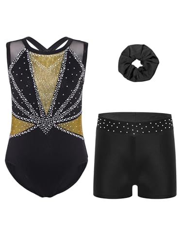 Justaucorps gym extensible ensemble 3 pièces avec short confort fille