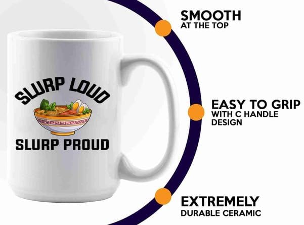 Ramen Coffee Mug 15oz White -Slurp loud - Food Lovers chicken pumpkin vegan pantry spicy noodles image 5