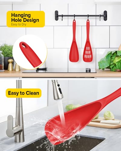 Image of BUNDLEPRO Silicone Cooking Spoons for Nonstick Cookware, One-Piece, 2 Pack