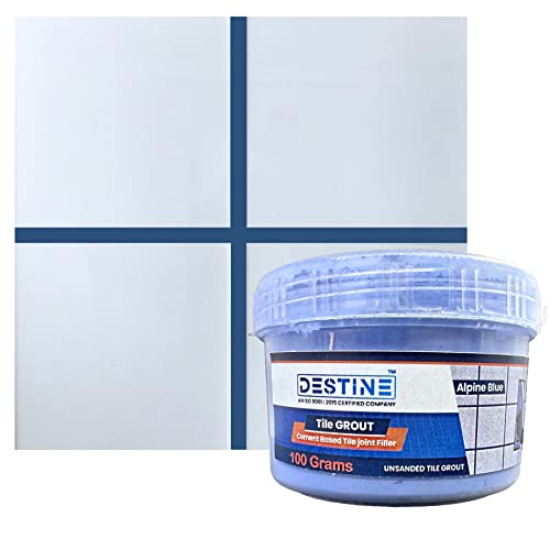 Image of DESTINE READY-TO-MIX inchTILE GROUT inch (16 COLOURS) (ALL PACKS: 100 Gm,250 Gm,400 Gm,800 Gm,1 Kg), Waterproof, Cement Based Tile Joint Filler, Crack Filler, Tiles Gap Filler (100 Gm, Alpine Blue)