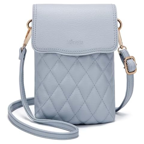 Marvolia Small Crossbody Bags for Women - Vegan Leather Crossbody Phone Purse with Card Slots Mini Cell Phone Bag Handbag Wallet for Traveling Shopping - Light Blue Cover