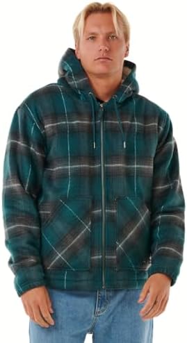Rip Curl Jaqueta xadrez masculina clássica com forro de ovelha