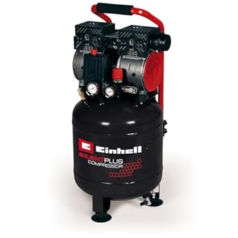 Foto di Einhell TE-AC 24 Compressore silenziato (220-240 V, 750 W, serbatoio aria verticale 24 l, max 8 bar, portata aria max 100 l/min., cilindri 2, autolubrificato -no olio, inc. 2 manometri, 57 dB(A))
