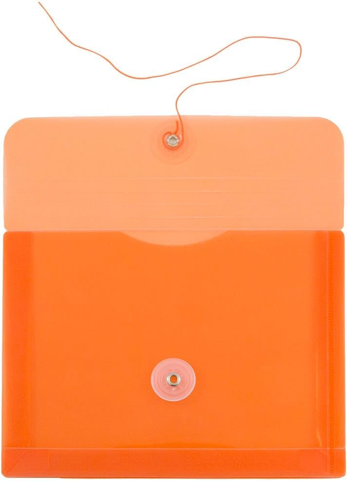 jam paper plastic envelopes with button & string tie closure - index size - 5 1/2 x 7 1/2 - orange - 3/pack index size - 3 pack orange