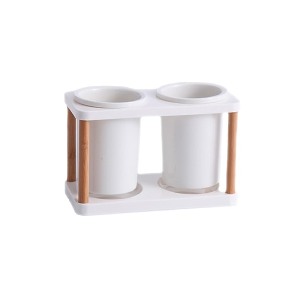 E7v2t9k6 One Color Cooking Utensil Holder 2-Pieces Ceramic Flatware Caddy Kitchen Utensil Holder For Countertop Cutlery Organizer