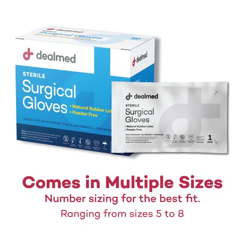 Image of Dealmed Disposable Latex Gloves - Medical Gloves, Multi-Layer, Size 7, 50 Pairs Per Box, 6 Boxes Per Case