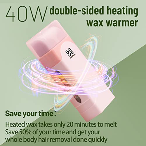 Roll On Wax Kit,Waxfans Roll On Wax Warmer For Hair Removal,Waxing Kit For Sensitive Skin,At Home Waxing Kit For Women,Soft Wax Heater For Larger Areas Of The Body(Pink) #TOP3