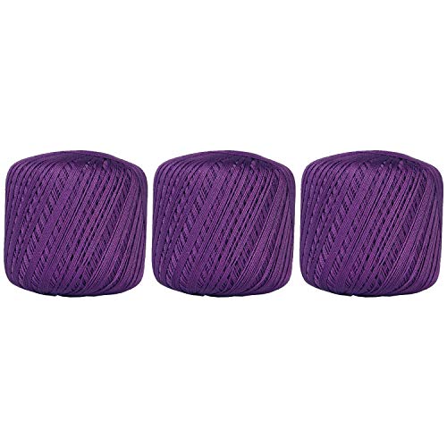 Image of ThreadArt 100% Cotton Crochet Thread Size 10, 3 Ball Pack, Purple 30 | Soft pure cotton crochet thread for lace, doilies, amigurumi and crafts. Smooth finish with crisp stitch definition.