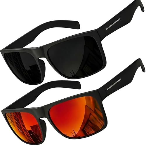 Image of grinderPUNCH Polarized Square Sunglasses for Men UV400 Protection Driving Fishing Sunglasses Mens Shades Mirrored Sunglasses