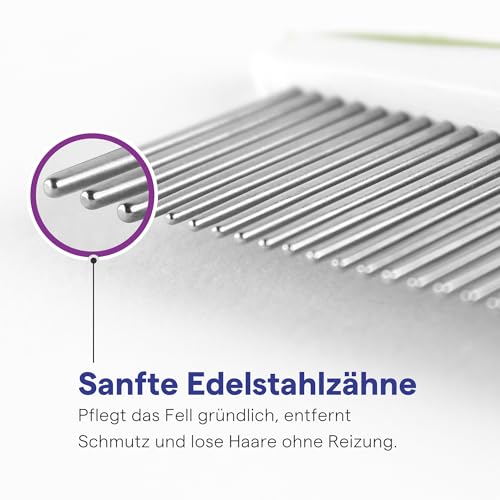 Hundekamm & Katzenkamm für Fellpflege Mittel- bis Langhaar Haustier - 2-in-1 Fellkamm für Katzen & Hunde - Kamm zum Entwirren und Entfernen von Knoten & Verfilzungen - Ebook-Anleitung