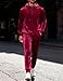 LecGee 2 Piece Men Velvet Sports Hoodie Set Quarter Zip Top and Sweatpants Casual Fashion Matching Sweatsuits(Red, Large)
