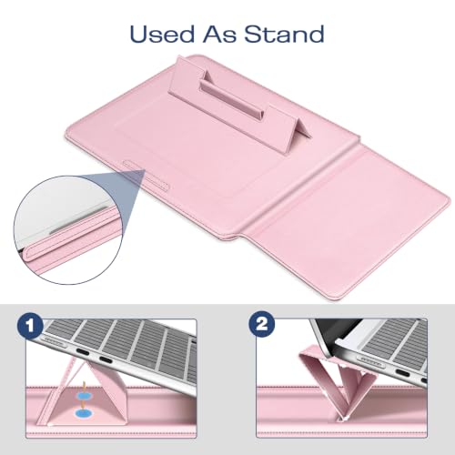 Image of Fintie Sleeve Case for MacBook Neo 13 inch, Air 13.6 /13.3 inch, Pro 13 inch | Other Up to 13 inch Laptop Tablet, Slim Bag Cover with Stand, Synthetic Leather, Magnetic Closure, Blush