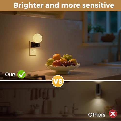 Image of L LOHAS LED Night Lights Plug Into Wall, Plug in Night Light with Light Sensor, 3000K Soft White, 0-100LM Brightness Adjustable, 3D Printing LED Light for Bedroom Birthday Gifts
