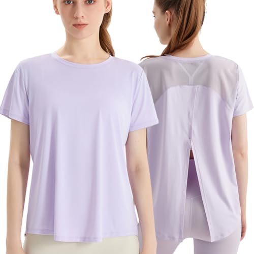 La Mejor Lista de Camisetas y camisas deportivas para Mujer del mes. 47 FRANCISCO Camisetas Deportivas de Manga Corta para Mujer, Playeras Mujer con Cuello Redondo y Manga Cort, Secado Rápido,Espalda Abierta,Transpirable y Cómoda, para Yoga, Correr,...