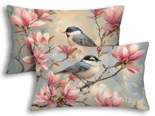Taie d'oreiller 40x60 cm lot de 2 fleurs - Housse de coussin rectangulaire - 2