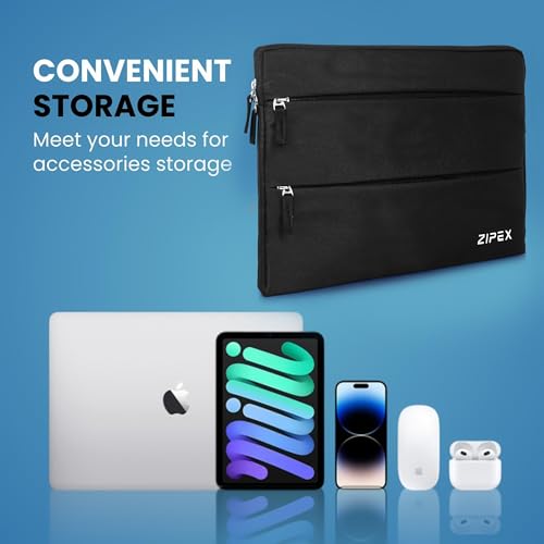 Image of 360 Protective 14 Inch Laptop Sleeve Case for All 13-14 Inch laptops with 2 Front pockets & Carry Handle | Compatible with 13-14 inch HP, DELL, Asus, Mackbook Devices| Water-Resistant | Black